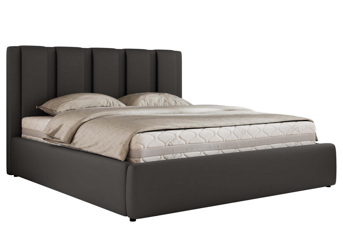 POLSTERBETT SAVINO CLASSIC 140/200 - Grau Kunstleder - Multipocket-Matratze - Grau, Textil (140/200cm) - MKS