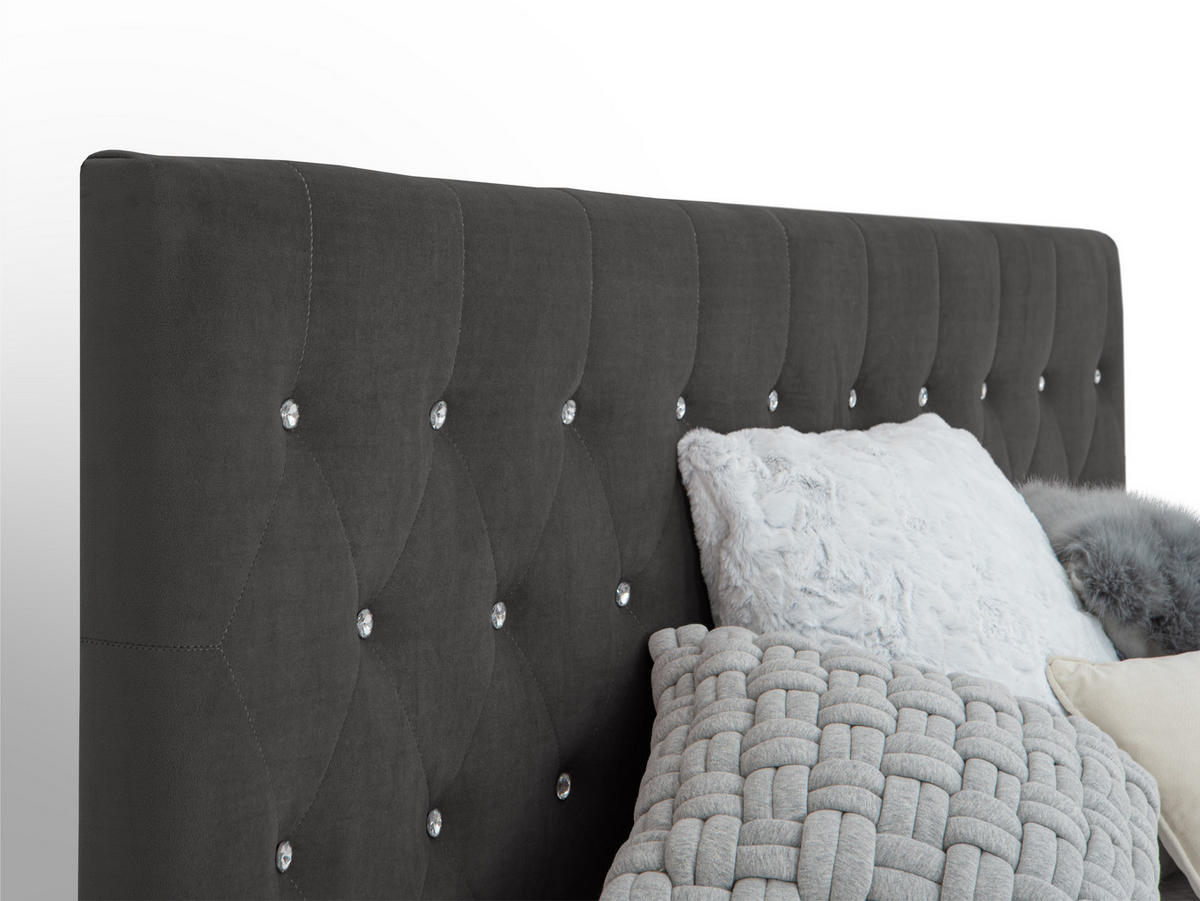 BOXSPRINGBETT Sira Anthrazit 160/200 cm H3/H4 Samt - Anthrazit, Textil (160/200cm) - wonello