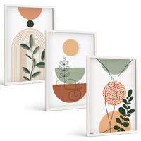 BILDER SET 3er Set - 40x60 cm Weißer Rahmen - Abstrakte Pflanzenformen - Weiß, Kunststoff (40/60cm) - TULUP