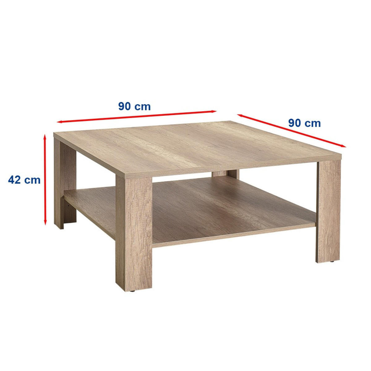 COUCHTISCH mit Ablagefach - lena 90/90/42 cm - Walnussfarben, Holzwerkstoff (90/90/42cm) - Calicosy
