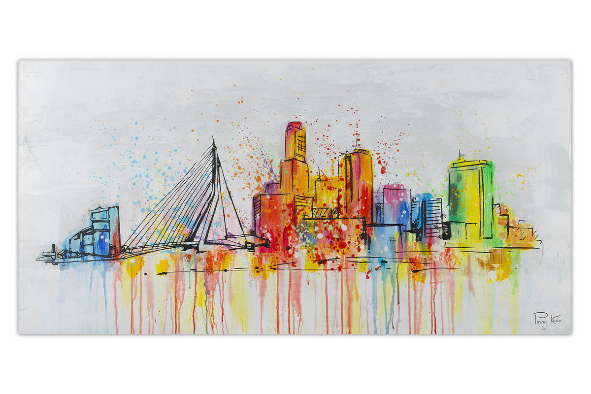 ACRYLBILD HANDGEMALT 120/60 cm - Multicolor/Grau, Holz/Textil (120/60cm) - KUNSTLOFT
