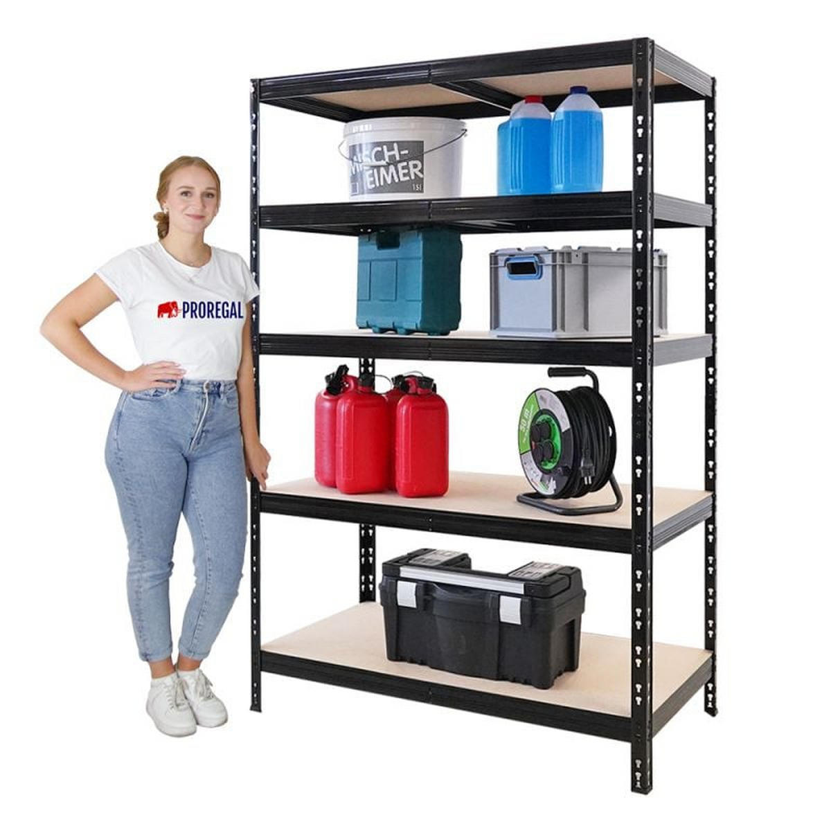 SCHWERLASTREGAL Tiger HxBxT 180x120x60 cm Fachlast 265kg Schwarz - Schwarz, Metall (120/180/60cm) - PROREGAL