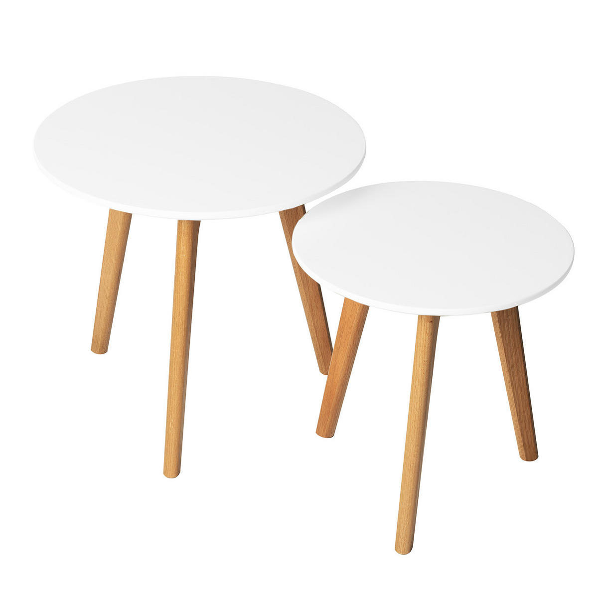 BEISTELLTISCH-SET - 2-teilig - Eiche teilmassiv - Matt Weiß - Weiß, Holz/Holzwerkstoff (50/50/45cm) - home24