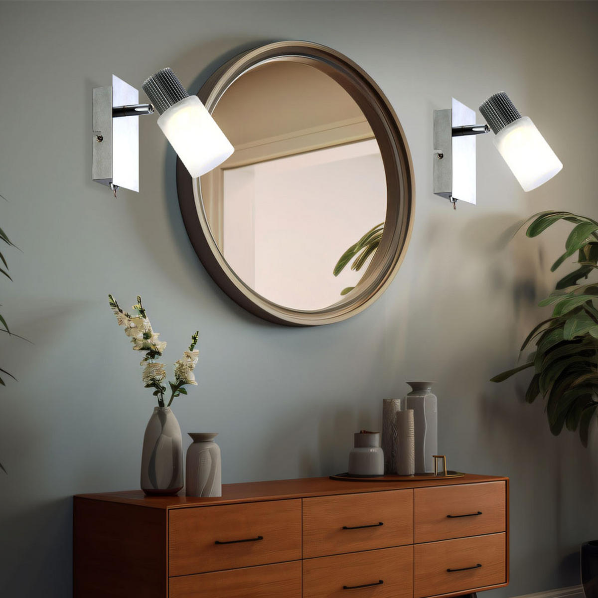 LED WANDLEUCHTE Nickel Alabaster - Silberfarben, Metall (8/13/15.5cm) - Globo Lighting