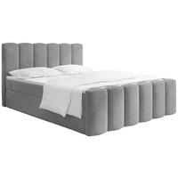 BOXBETT Serenity mit Bettkasten, Samt Grau 200x200 cm – inkl. H4 Taschenfederkern Matratze & Foam Topper - Schwarz/Grau, Holz/Holzwerkstoff (200/200cm) - WFL GROUP