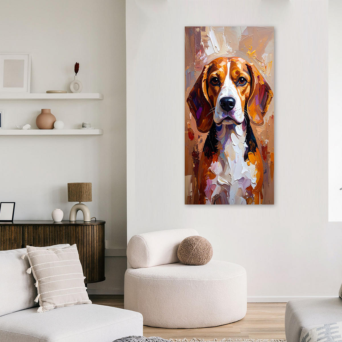 LEINWANDBILD Labrador Hund 60x120cm - Braun, Textil (60/120cm) - Feeby