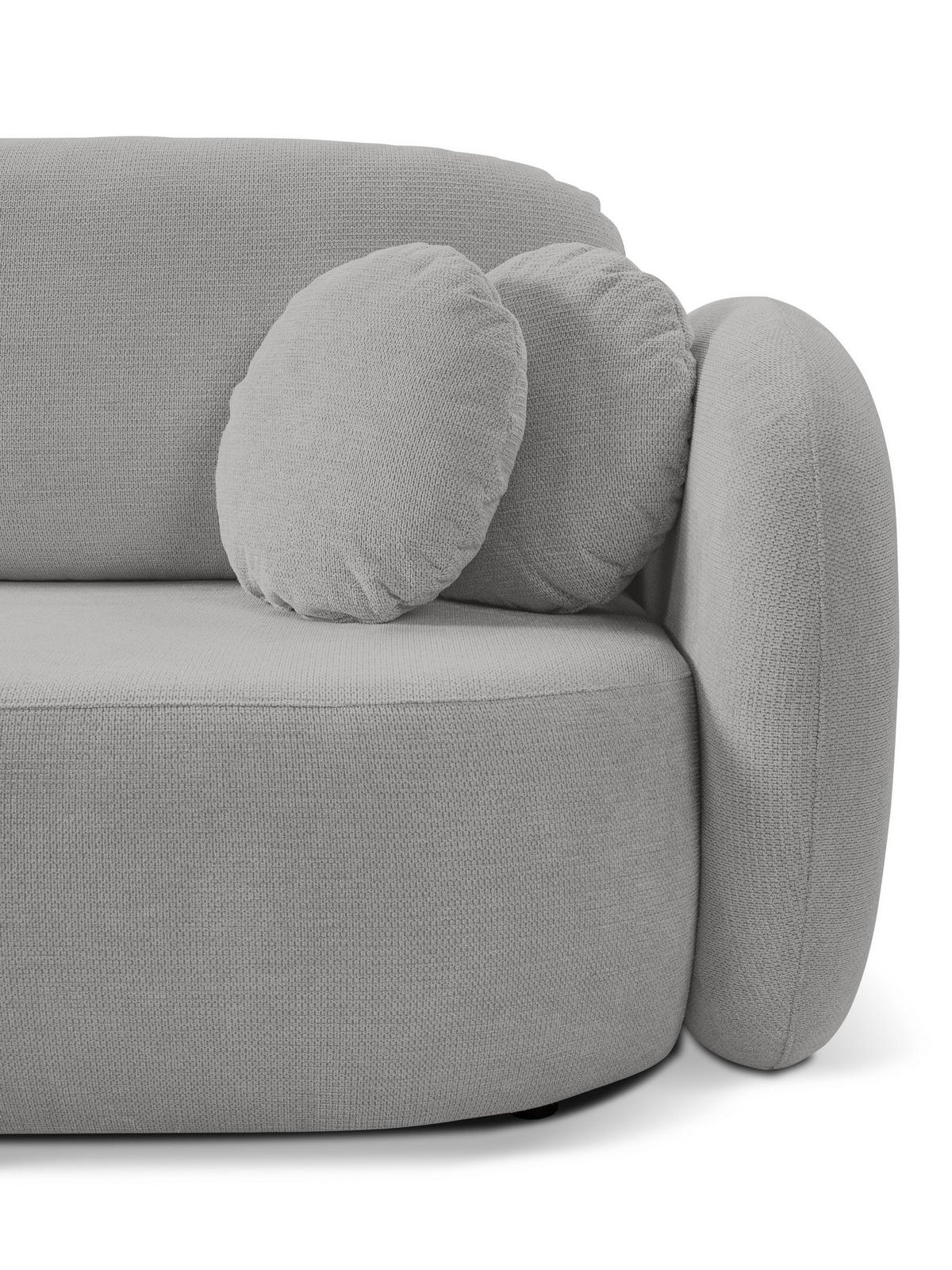 ECKSOFA AMICO L-S Hellgrau Geflochtener Stoff mit Schlaffunktion - Hellgrau, Holz (248/174cm) - MASSENO