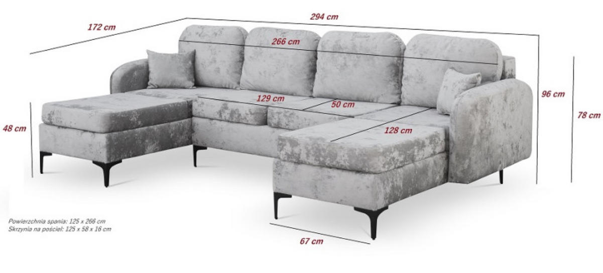ECKSOFA Rosa VENI U - Rosa, Textil (294/172cm) - Sepro Meble
