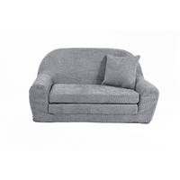 MINI-SOFA David - Ausklappbares Kindersofa aus Teddystoff in grau - Grau, Textil (78/45/40cm) - Fortisline