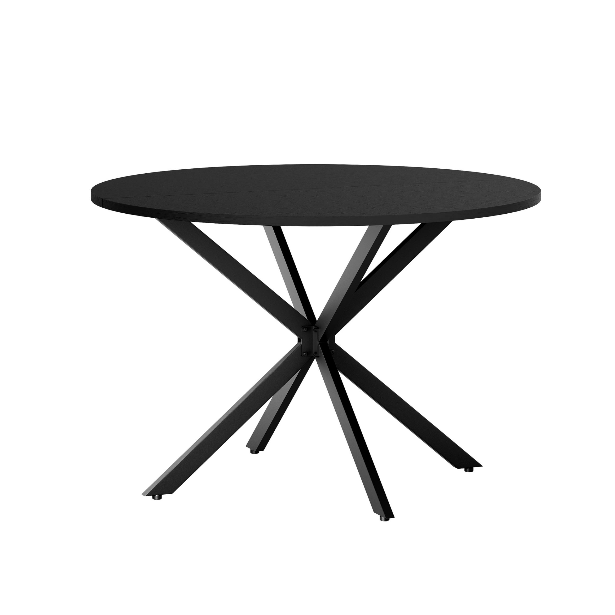 ESSTISCH DE-37300 rund mit X-Beinen und pulverbeschichtetem Stahl Schwarz - Schwarz, Holzwerkstoff (120/120/78cm) - ComfortXL