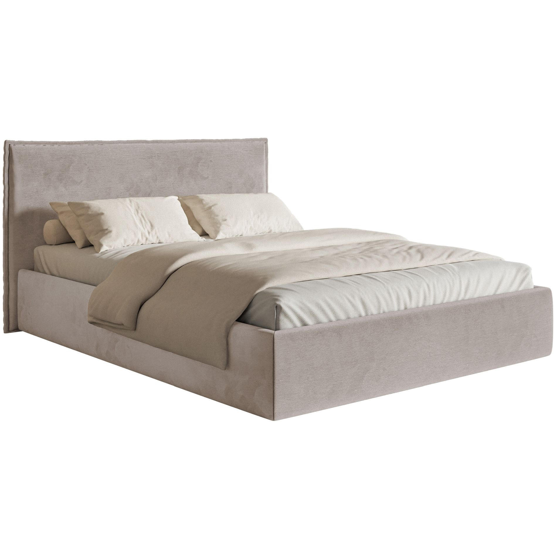 POLSTERBETT Softie Slim Taupe Velours 140x200 - Graubraun, Textil (140/200cm) - Selsey