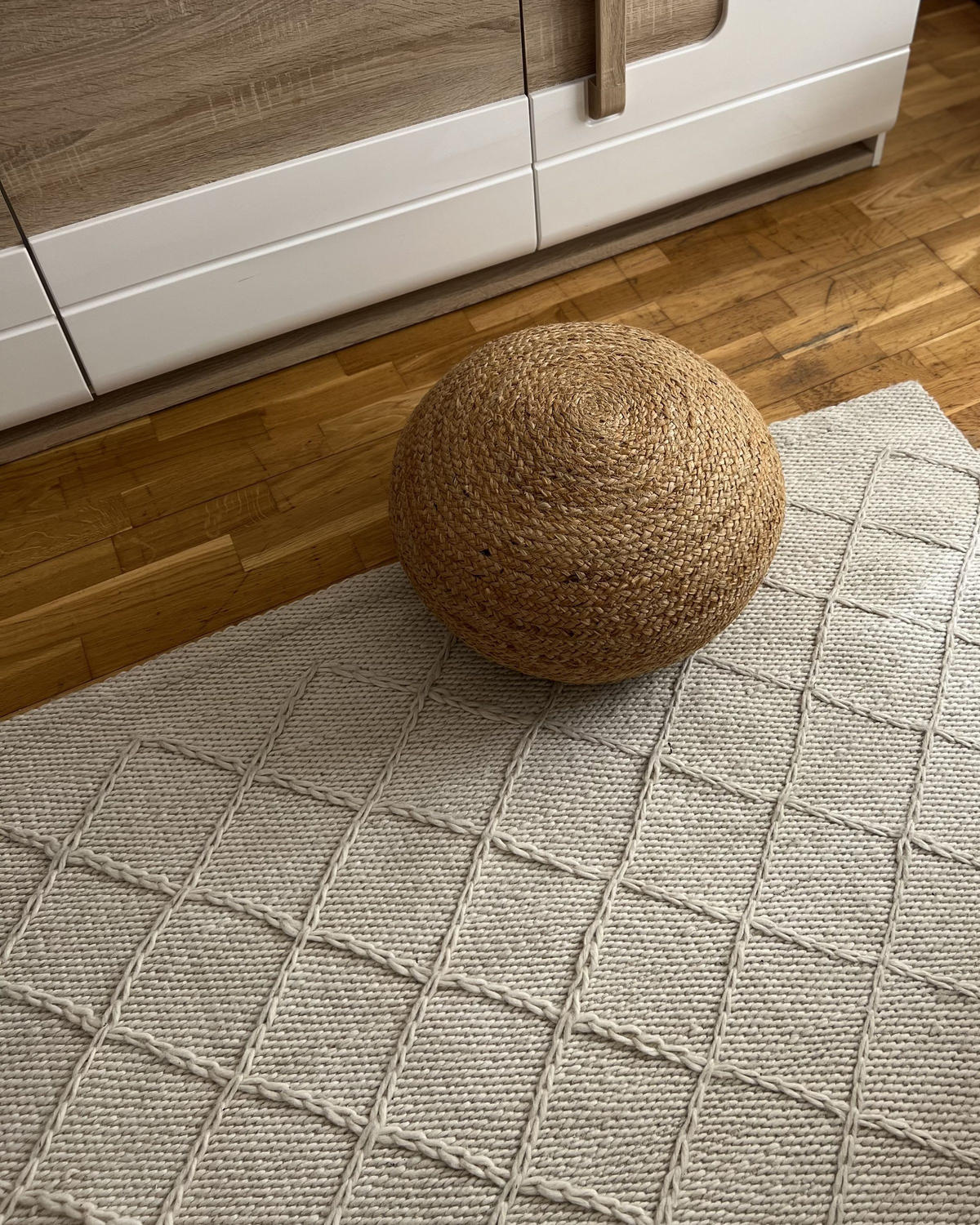POUF Beige Jute 50/50/20 cm Tifelt - Beige, Naturmaterialien (50/20/50cm) - Beliani