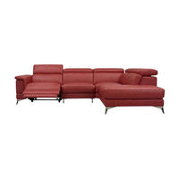 ECKSOFA Planet Echtleder mit 1 x Relaxfunktion Rot - Rot, Leder/Metall (256/232cm)