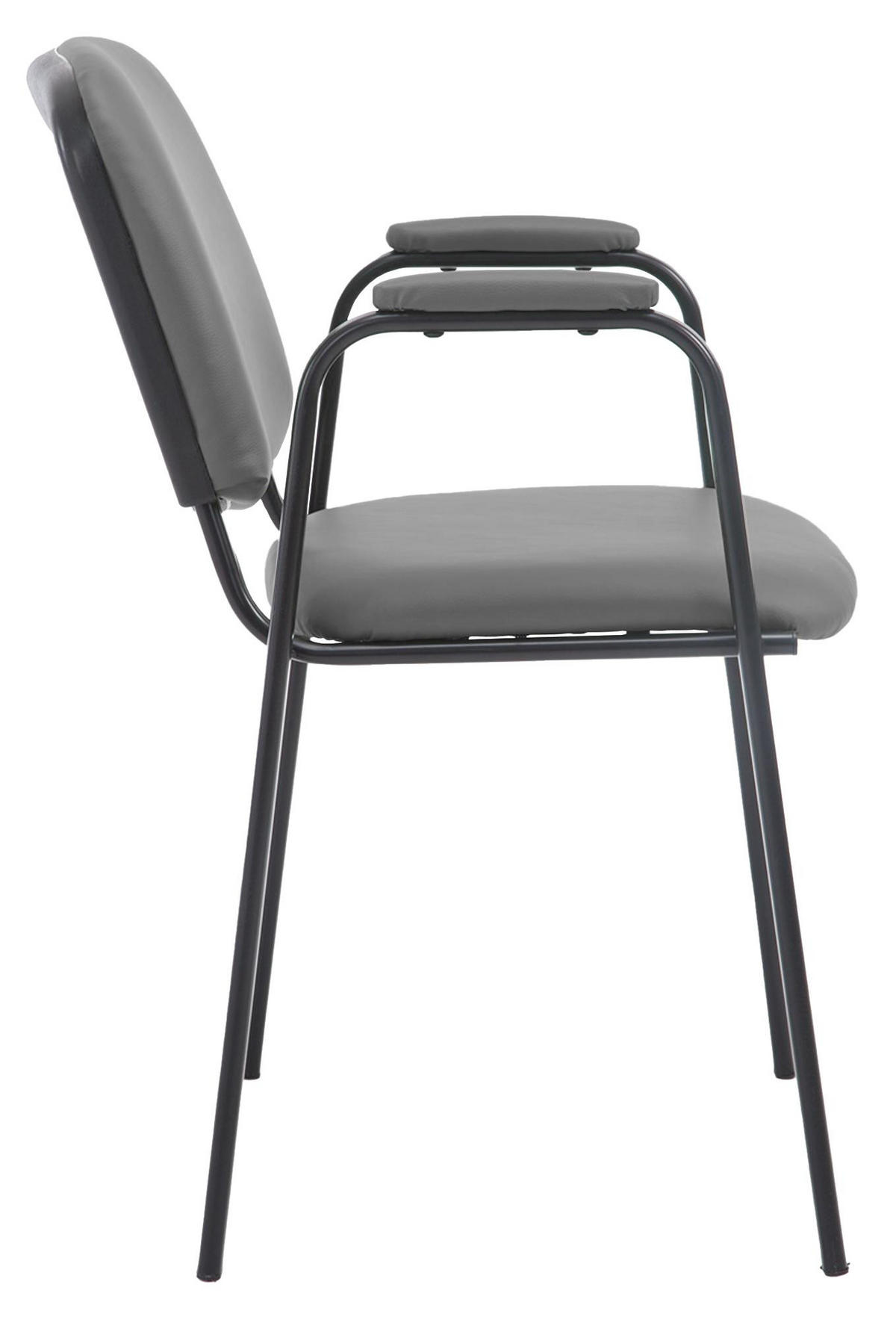BESUCHERSTUHL Lederlook grau - Schwarz/Grau, Textil/Metall (53/79/55cm) - CLP