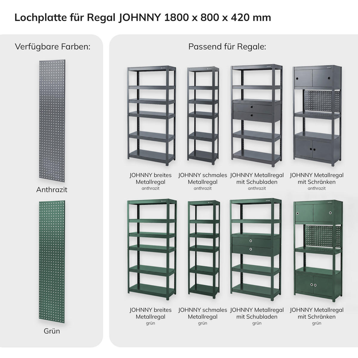 LOCHPLATTE JOHNNY 2er-Set - Anthrazit, Metall (2/180/42cm) - Jan Nowak