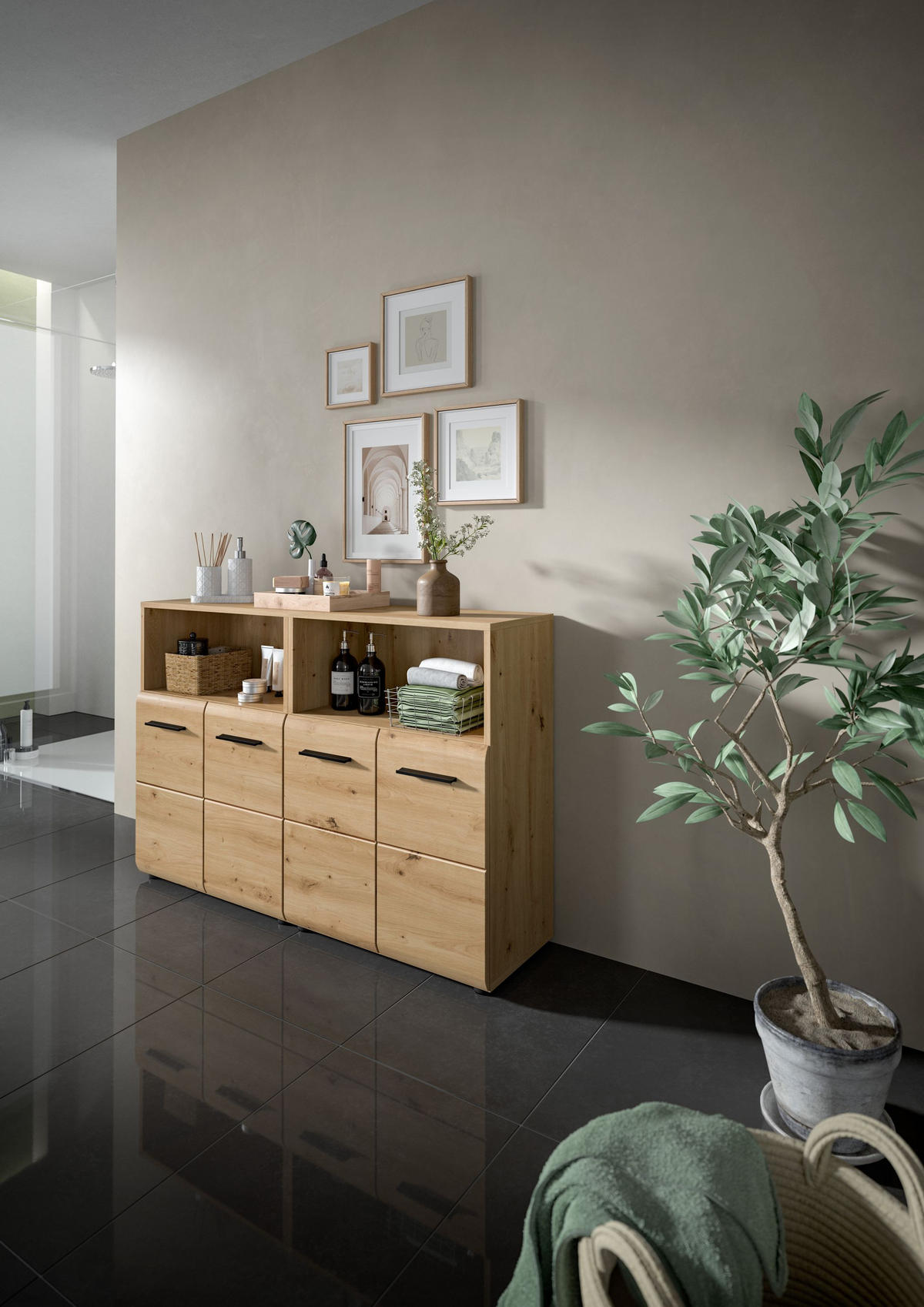 BAD-SET ICE 2-tlg. (B/H/T: ca. 120/80/30 cm) in Artisan Oak Nachbildung/Artisan Oak Nachbildung - Eiche Artisan, Holz (120/80/30cm)