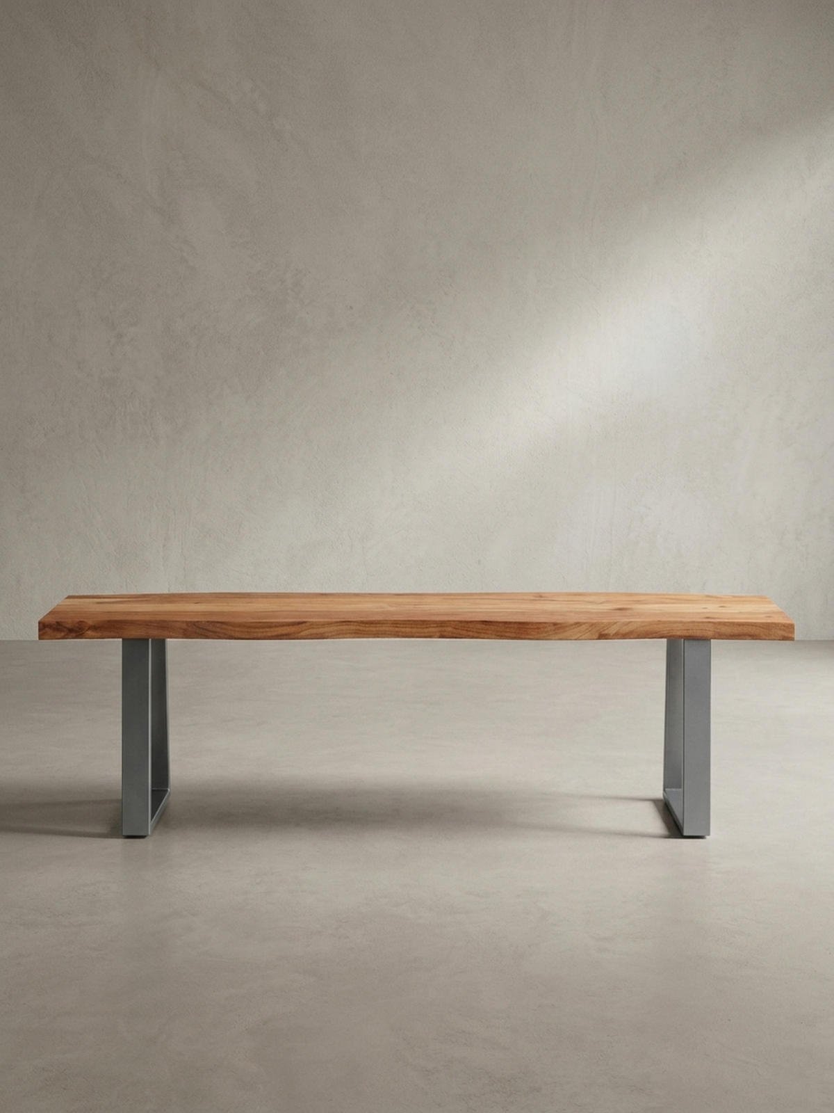 ESSZIMMERBANK Massivholz Metall Baumkante Chromgestell, Akazie 180x40x46 cm - Silberfarben/Braun, Holz/Metall (180/46/40cm) - KADIMA DESIGN