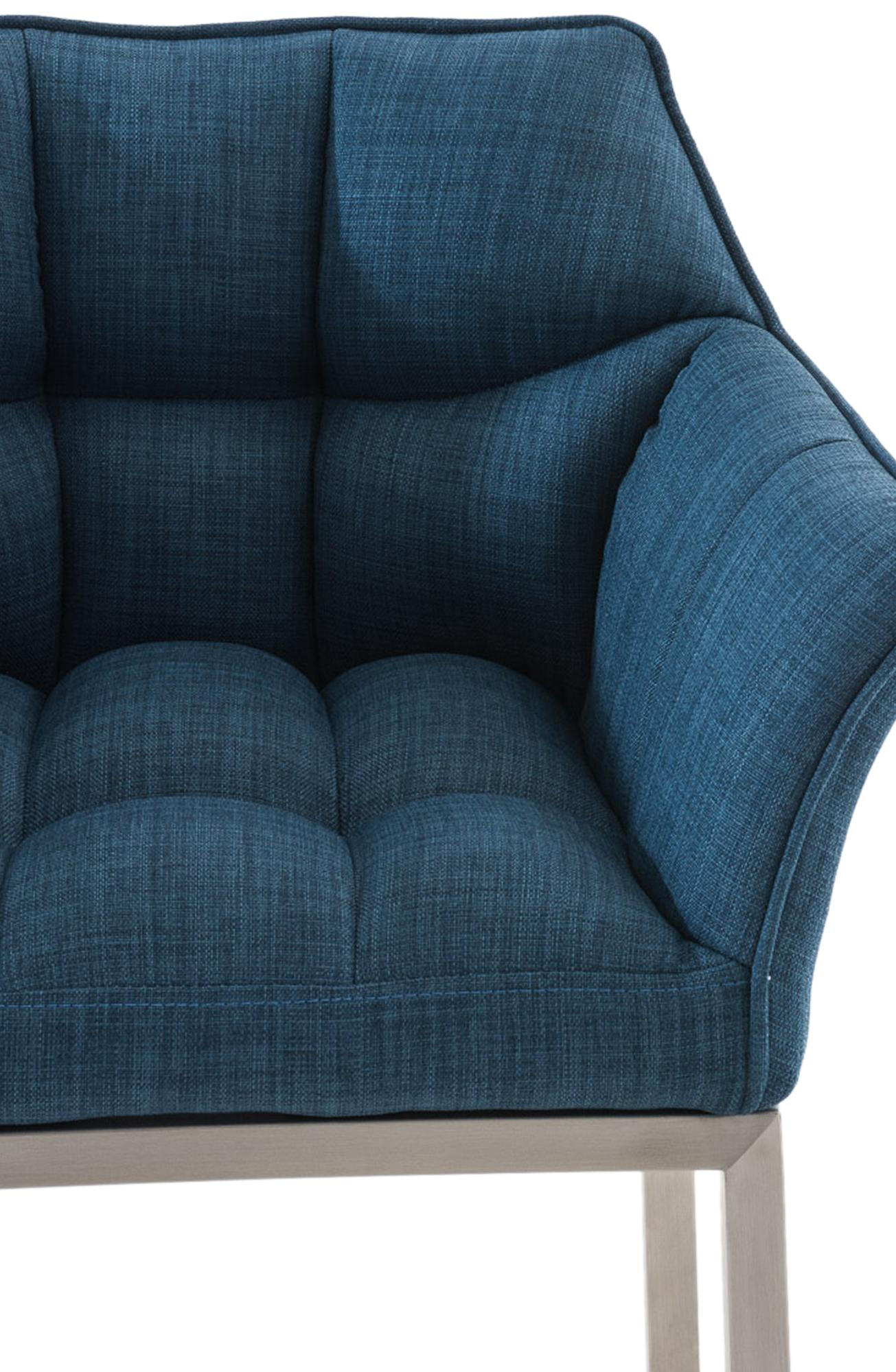 BARHOCKER Stoff blau - Blau/Edelstahlfarben, Textil/Metall (64/110/48cm) - CLP