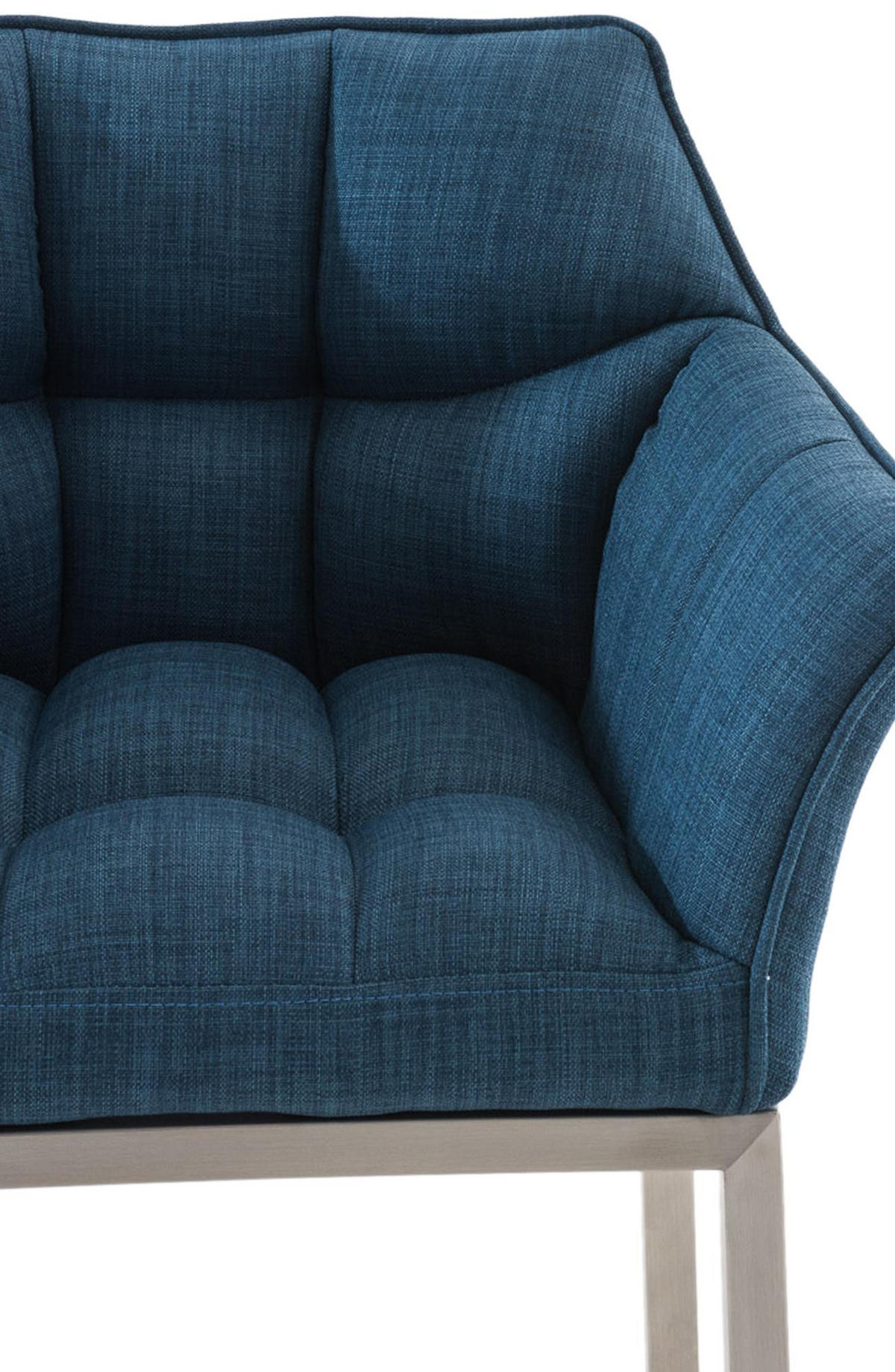 BARHOCKER 2er Set Stoff blau - Blau/Edelstahlfarben, Textil/Metall (64/110/48cm) - CLP