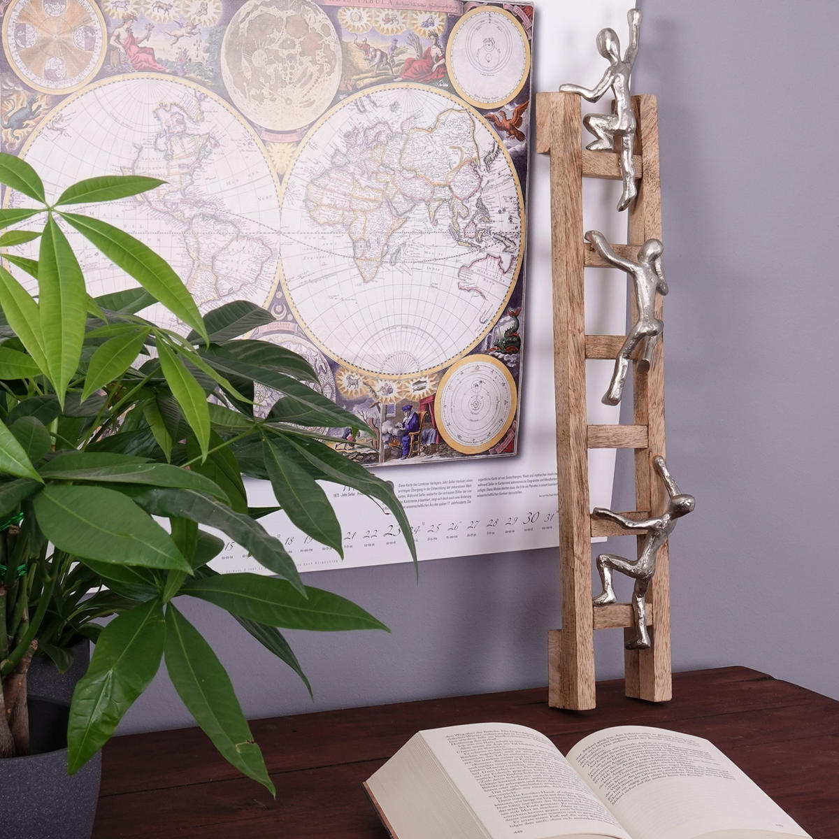 WANDDEKO Climb 58cm, Mangoholz, Alu silber-natur - Naturfarben, Holz (10/58/9cm) - CREEDWOOD