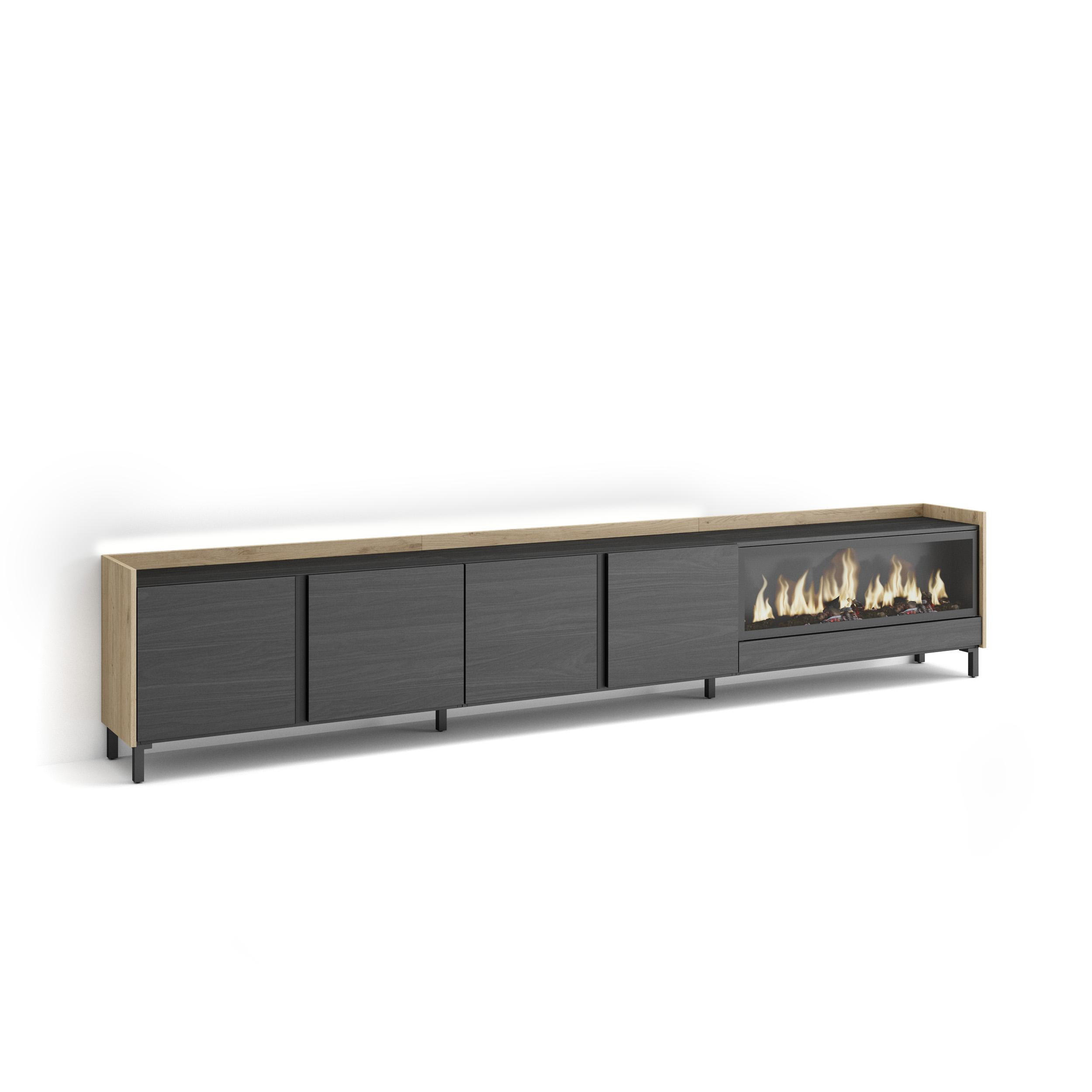 Skraut Home Lowboard, Schwarz 315x61x35 cm