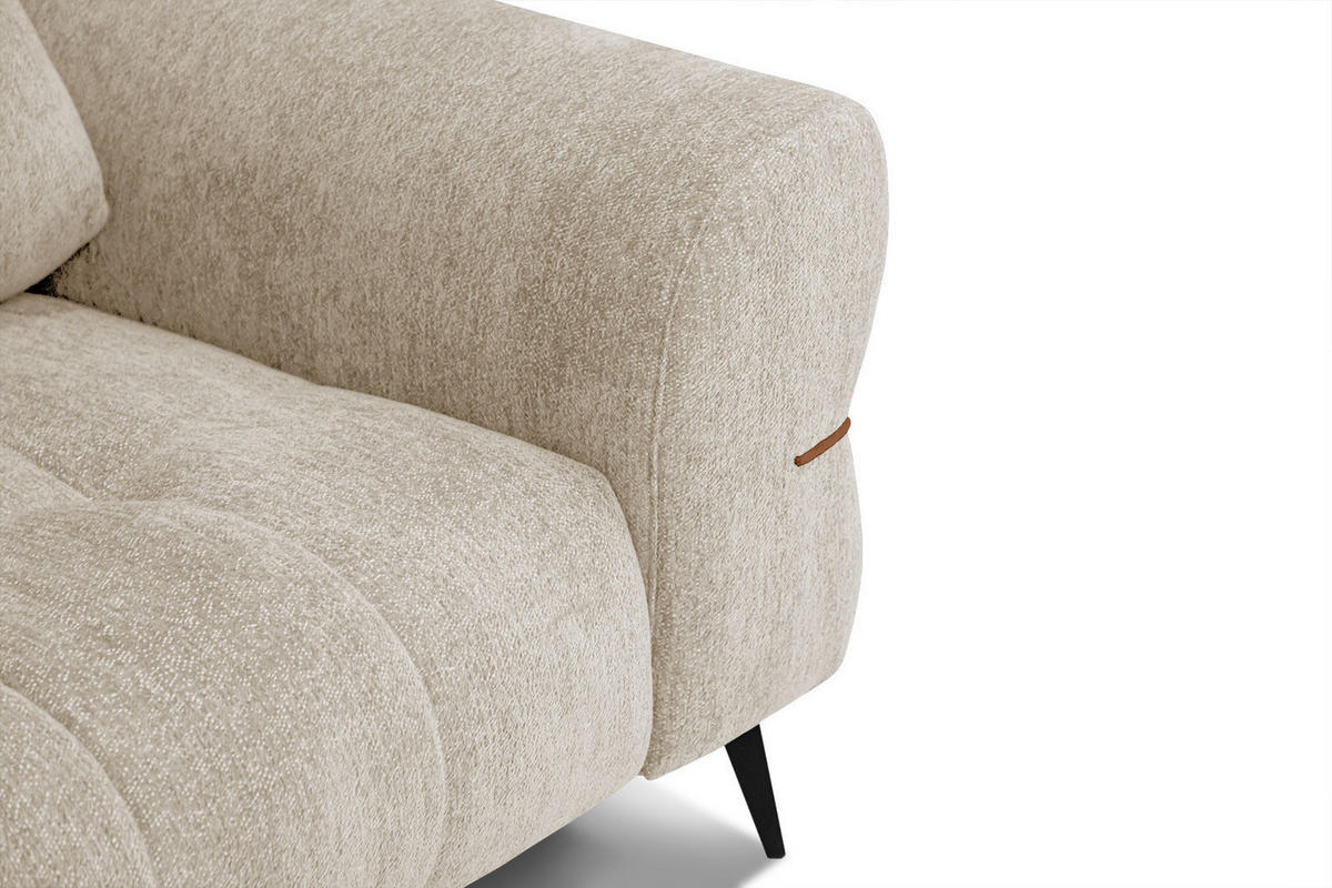 SOFA SALVINI 3-Sitzer, ecru - Ecru/Schwarz, Holzwerkstoff/Textil (176/88/99cm) - Courtois Laville