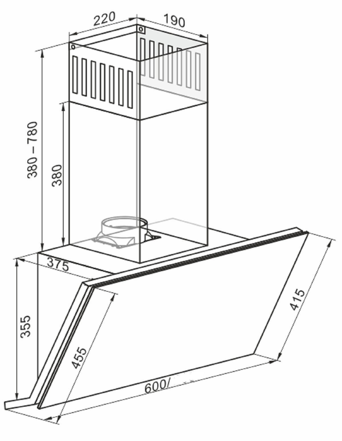 DUNSTABZUGSHAUBE AT 9430 F Eco 90cm Schwarz - Schwarz, Glas/Metall (90/78.8/48cm)