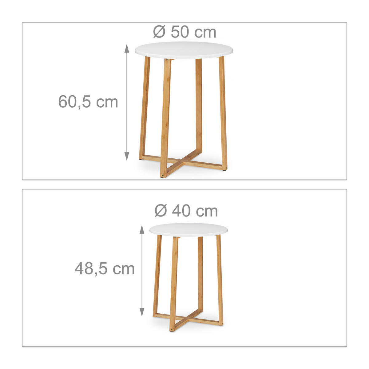 2XBEISTELLTISCH - Multicolor, Holz/Holzwerkstoff (50/50/60.5cm) - Relaxdays