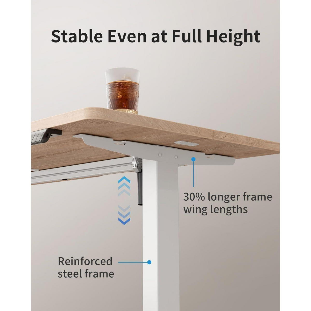 SCHREIBTISCH elektrisch höhenverstellbar Eiche 100 x 60 cm - Braun, Holz (60/100/72cm)