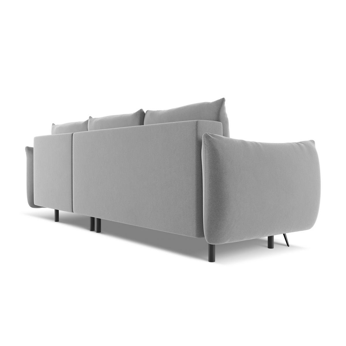 ECKSOFA mit Schlaffunktion Samt Stoff Grau - Schwarz/Grau, Textil/Metall (242/162cm) - LaMiaSofa