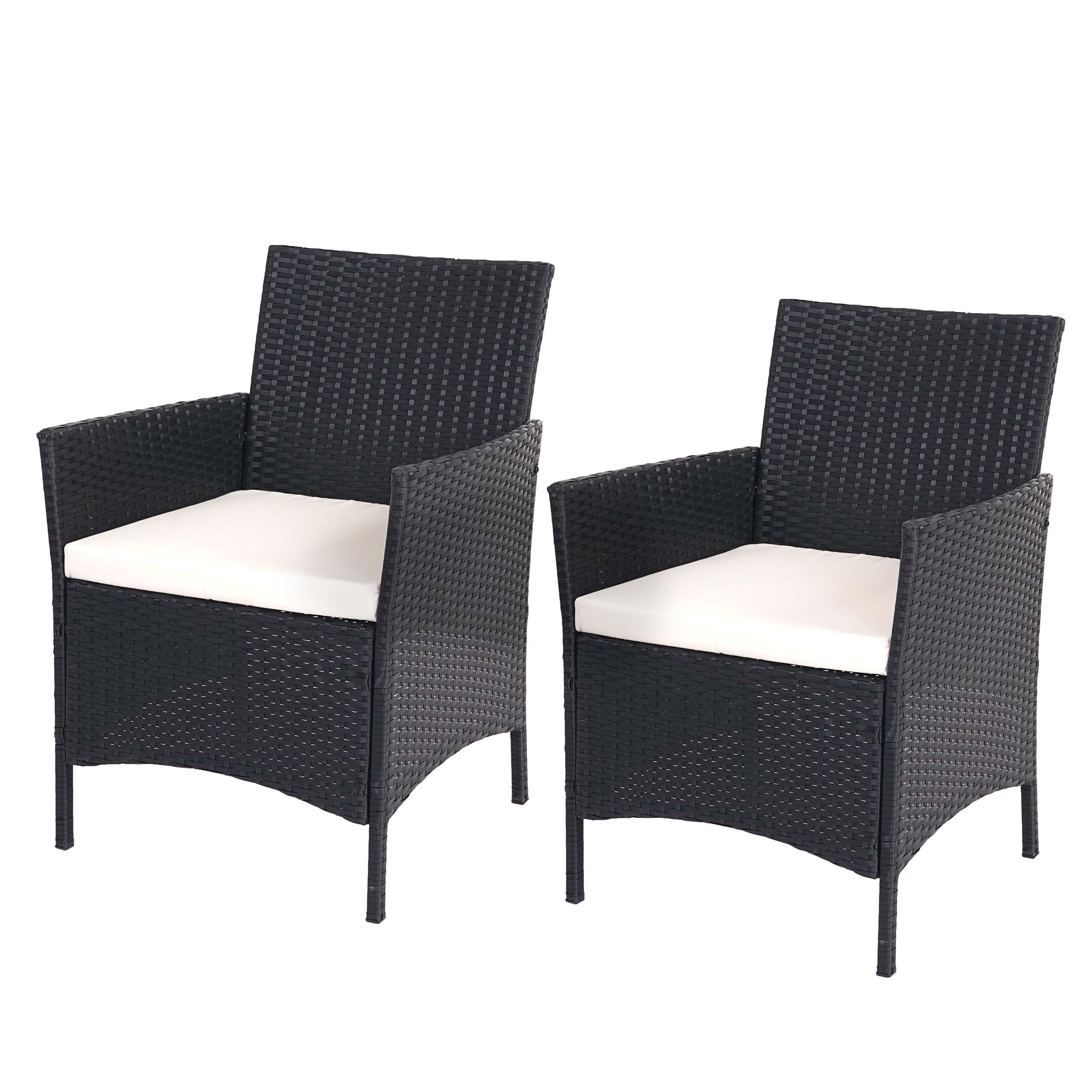 POLY-RATTAN SESSEL HALDEN Anthrazit, Cremeweiß 2er-Set - Anthrazit/Creme, Kunststoff (59/83/60cm) - MCW