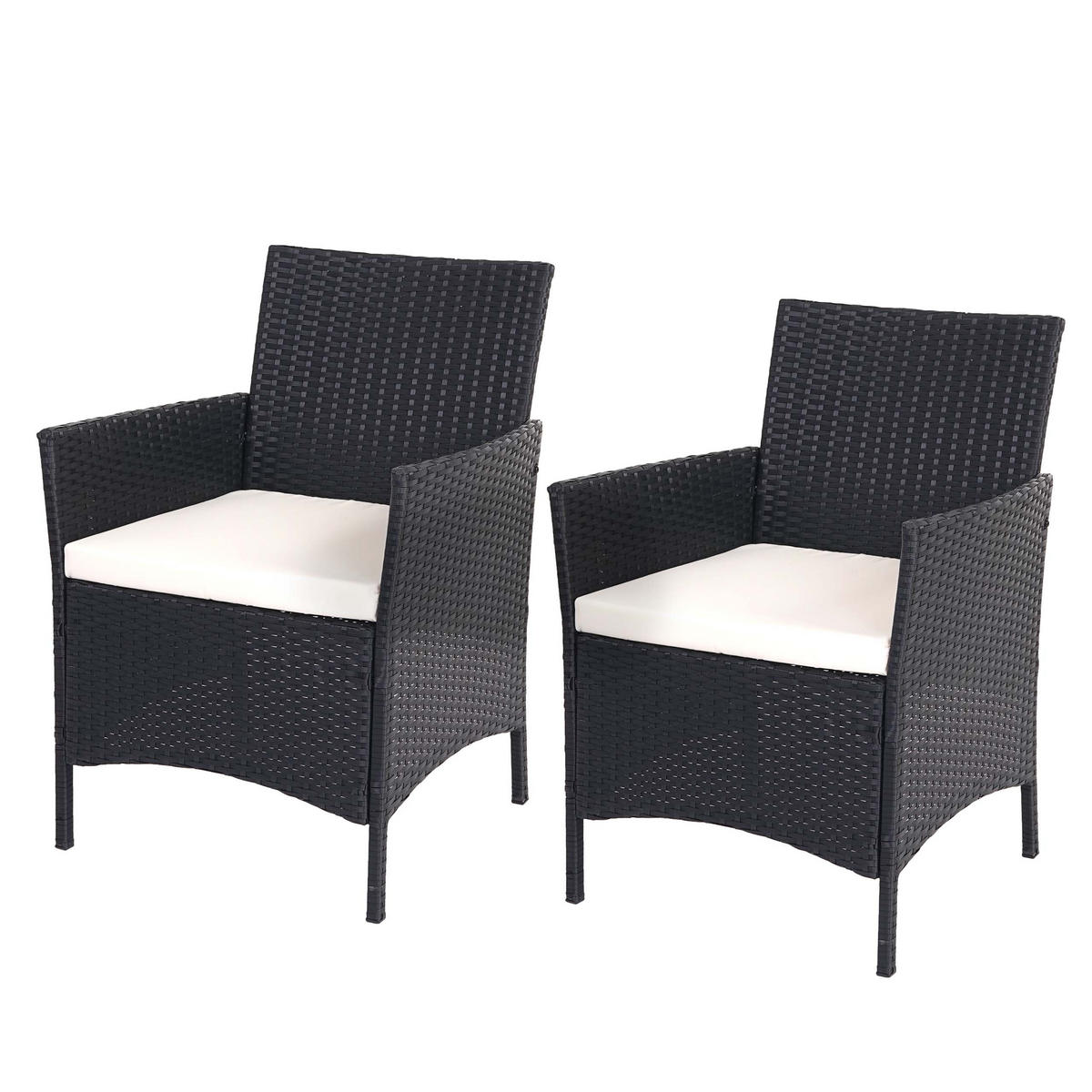 POLY-RATTAN SESSEL HALDEN Anthrazit, Cremeweiß 2er-Set - Anthrazit/Creme, Kunststoff (59/83/60cm) - MCW