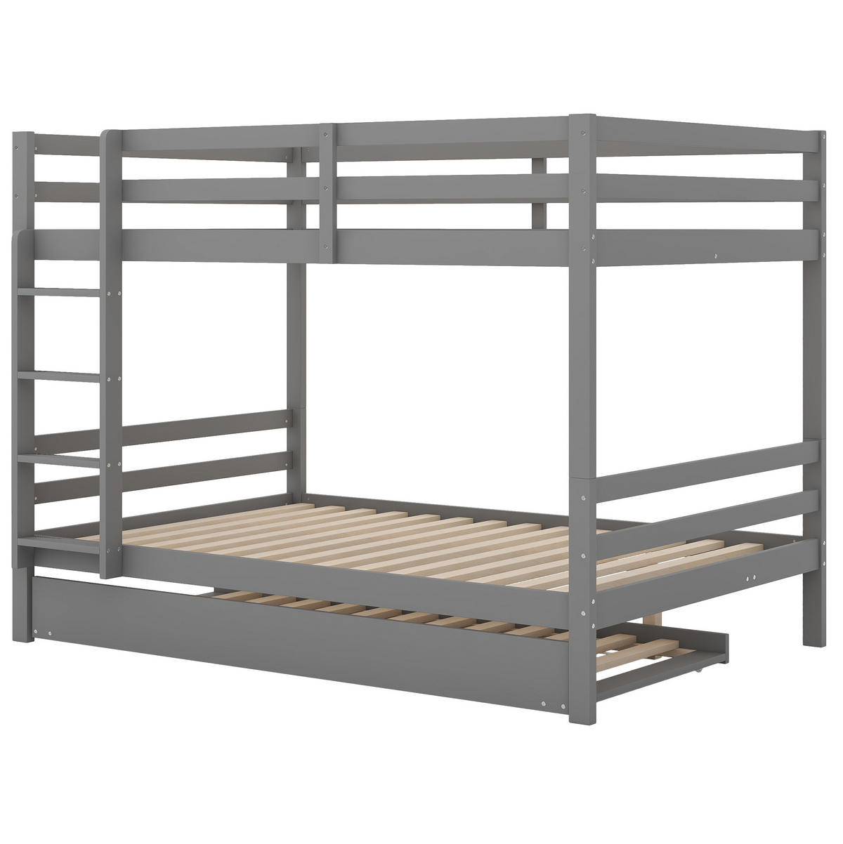 ETAGENBETT aus Kiefernholz und MDF 140x200 cm Grau mit Ausziehbett und Treppe - Grau, Holzwerkstoff (140/200cm) - IVMEU