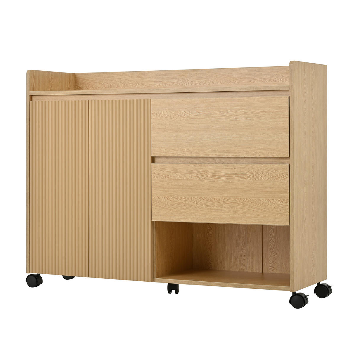 SCHUHSCHRANK Natur 110/35/86 cm fahrbar - Naturfarben, Holzwerkstoff (110/86/35cm) - PANGIVO