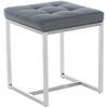 HOCKER Lederlook grau - Edelstahlfarben/Grau, Textil/Metall (40/48/40cm) - CLP