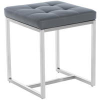 HOCKER Lederlook grau - Edelstahlfarben/Grau, Textil/Metall (40/48/40cm) - CLP