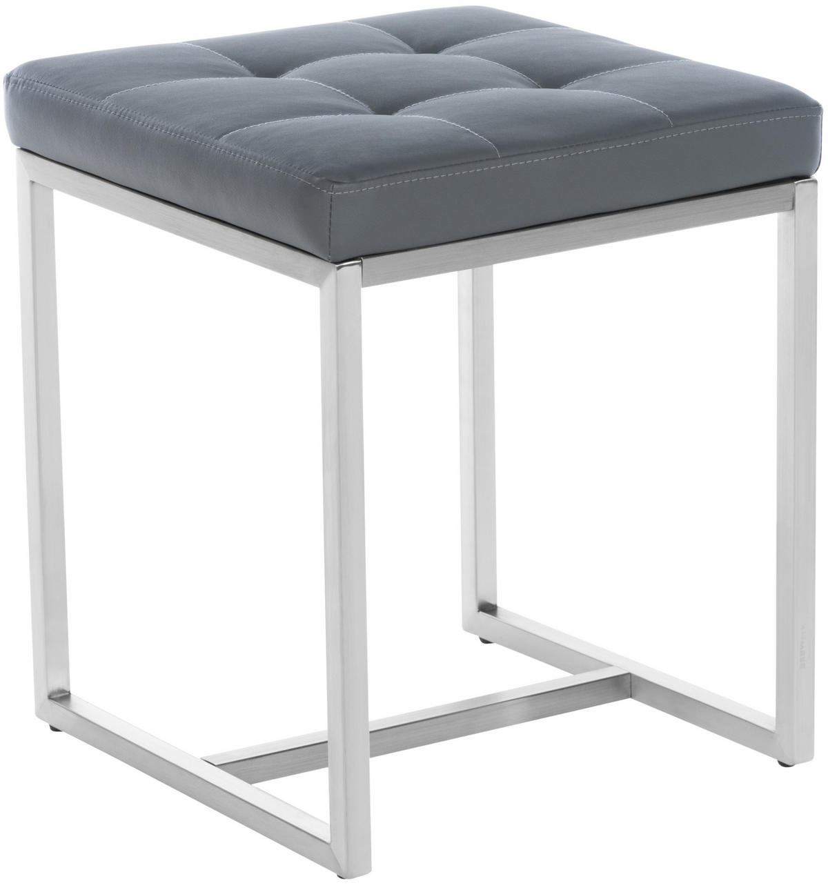 HOCKER Lederlook grau - Edelstahlfarben/Grau, Textil/Metall (40/48/40cm) - CLP