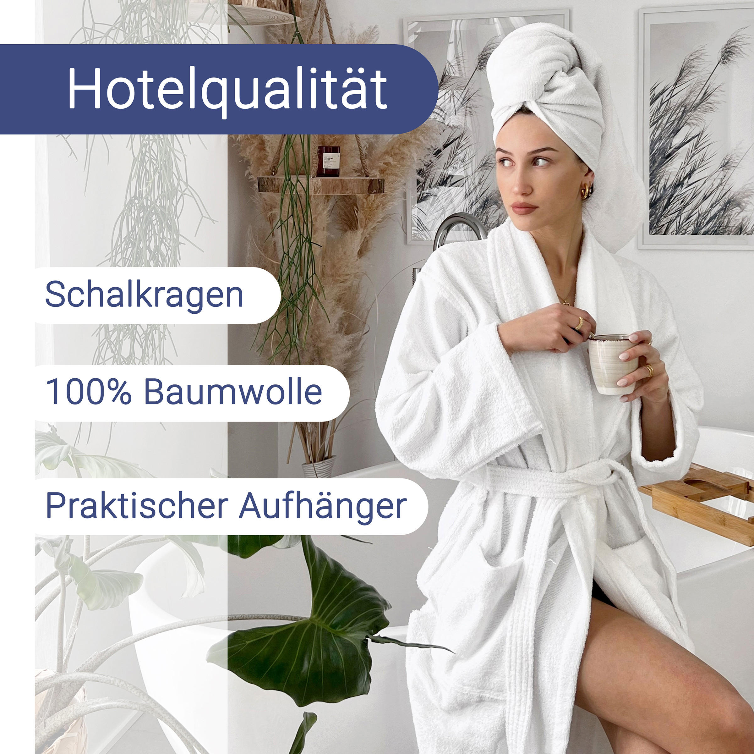 BADEMANTEL, L, 100% Baumwolle, Weiß - Weiß, Textil (Lnull) - Zollner