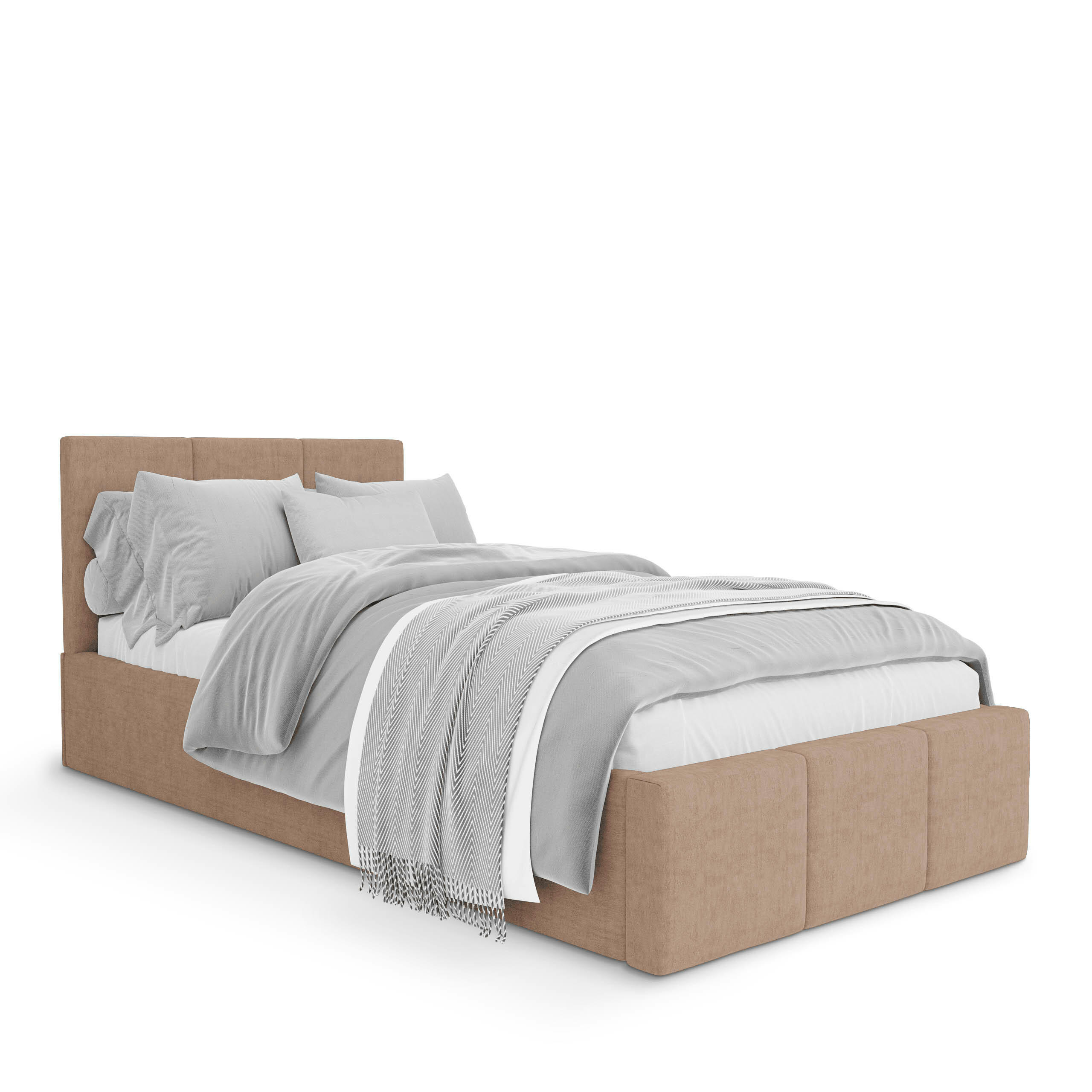 POLSTERBETT für Schlafzimmer Bett mit Stauraum Beige 90x200cm Kopfteil 88cm - Beige, Holzwerkstoff/Metall (90/200cm) - Muralo