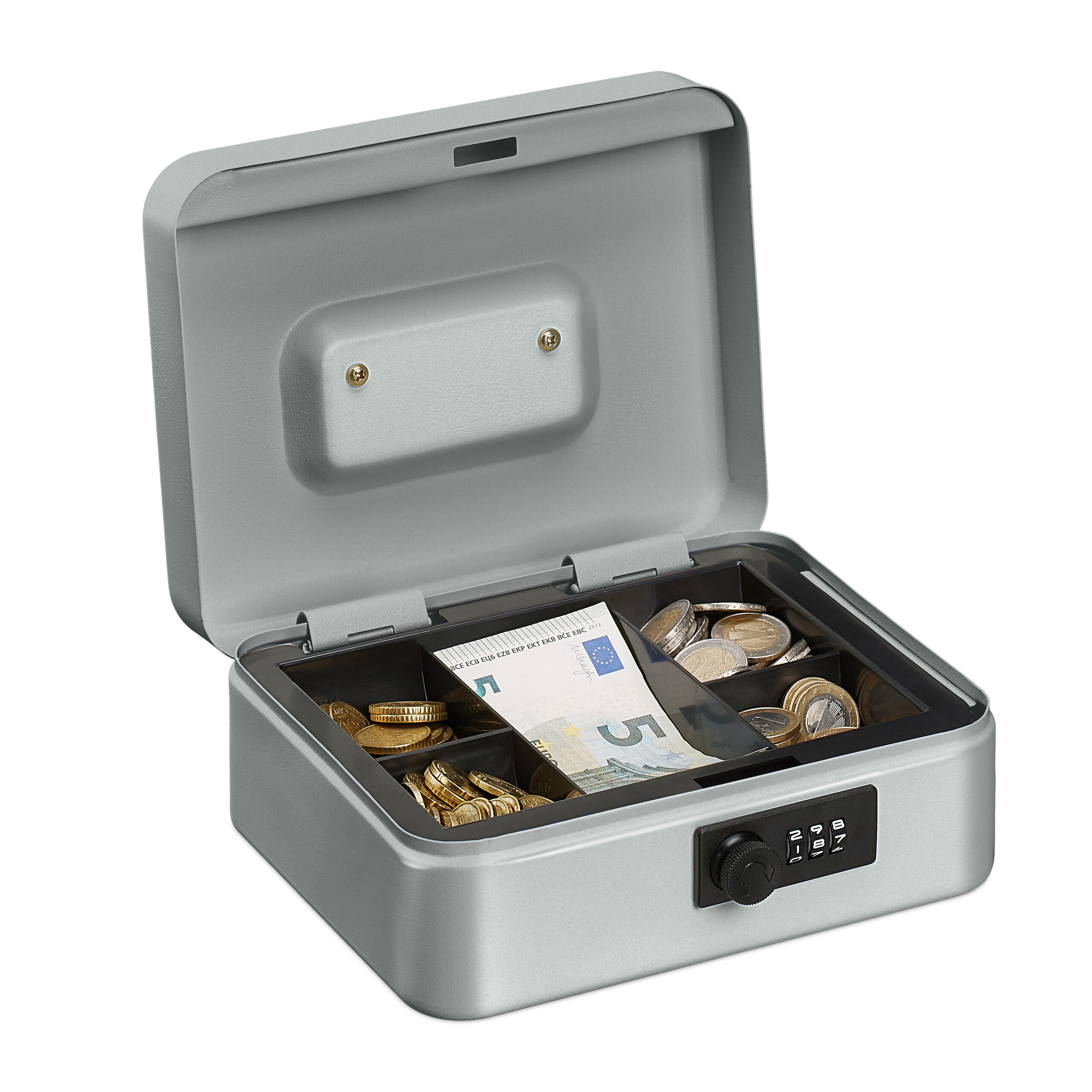 GELDKASSETTE - Silberfarben, Kunststoff/Metall (20/8.5/17cm) - Relaxdays