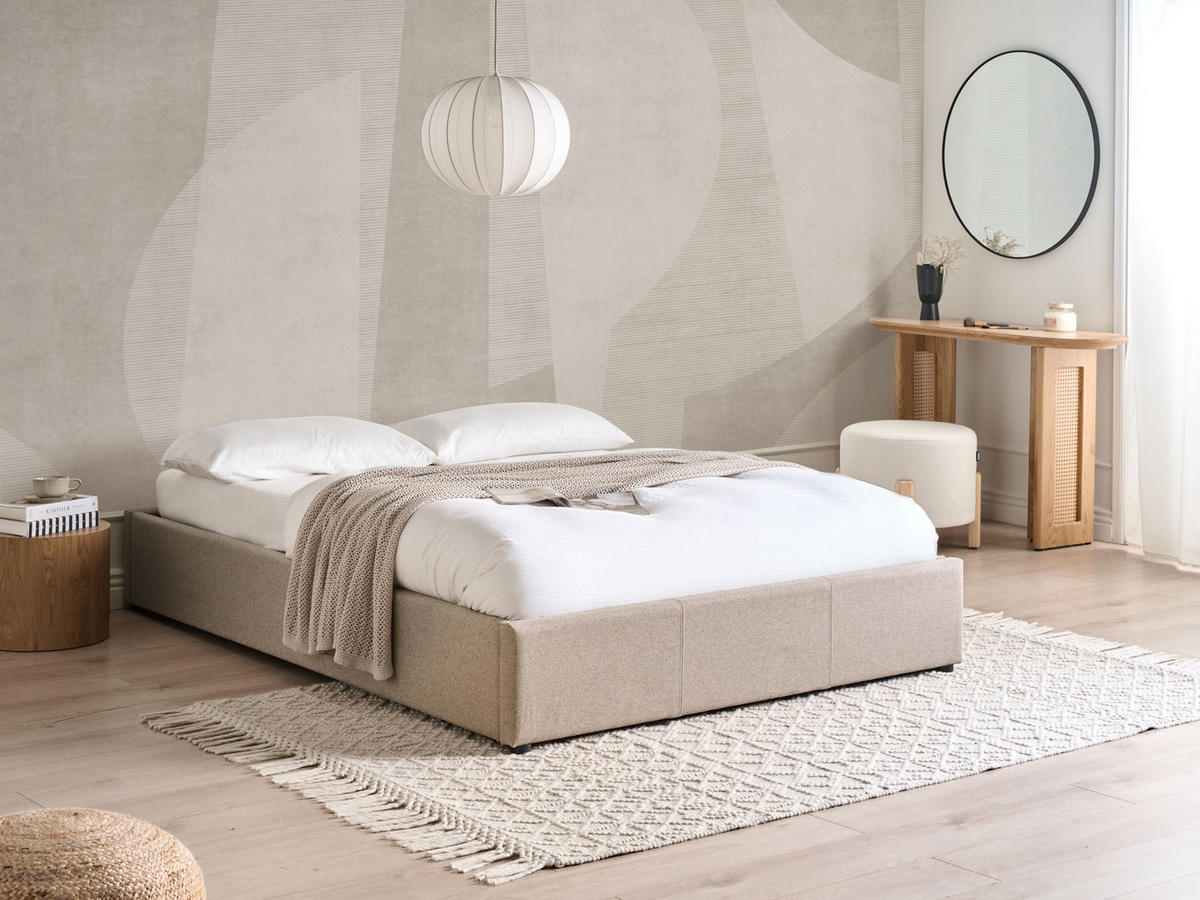 POLSTERBETT 140/200cm Beige Dinan - Beige, Holz/Textil (140/200cm) - Beliani