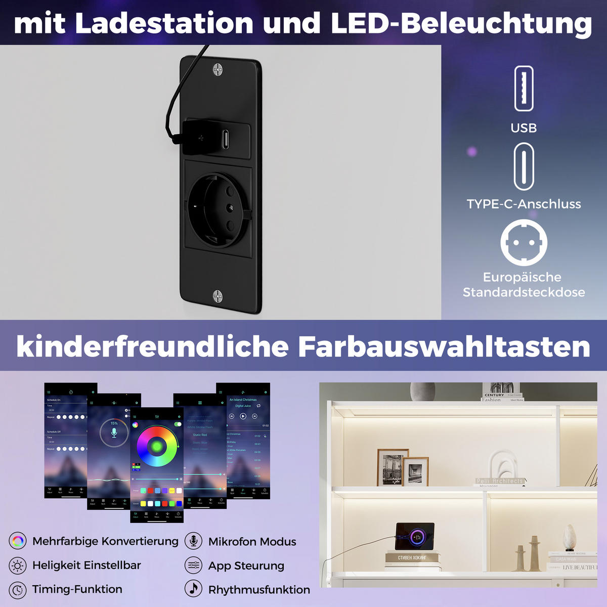 SCHRANKBETT 90/200 cm DE-32829 umwandelbar mit LED und USB Weiß - Weiß, Holzwerkstoff (90/200cm) - ComfortXL