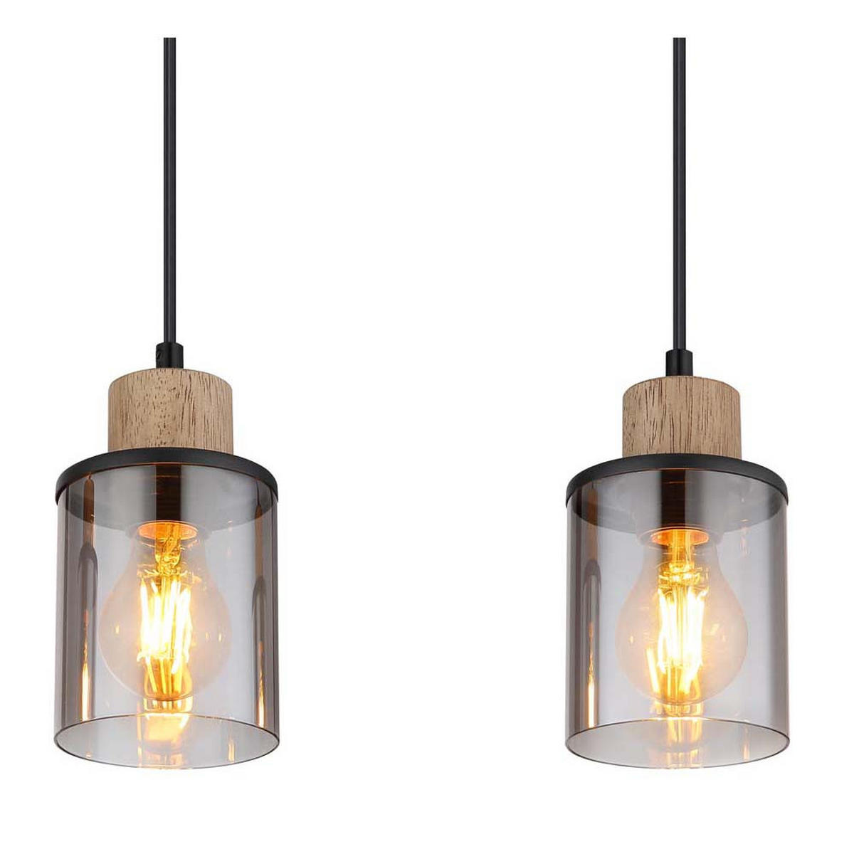 HÄNGELEUCHTE REID Holz Braun Grau - Grau, Holz (55/10/120cm) - Globo Lighting