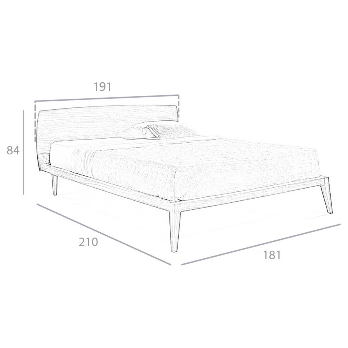 BETT Rechteckig Walnuss 181/210/84 cm - Walnussfarben, Holz - ANGEL CERDA
