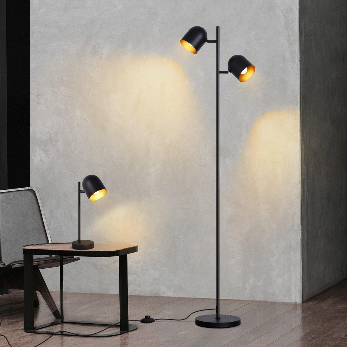 STEHLAMPE Zyxqa 22.0/145.0/35.0 cm - Schwarz, Metall (35/22/145cm) - ZMH