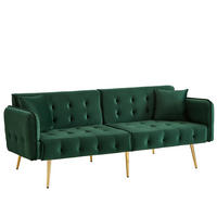 SCHLAFSOFA aus Velours 215x81,5 cm in Grün mit verstellbarer Rückenlehne - Grün, Textil (215/41/81.5cm) - Modfu