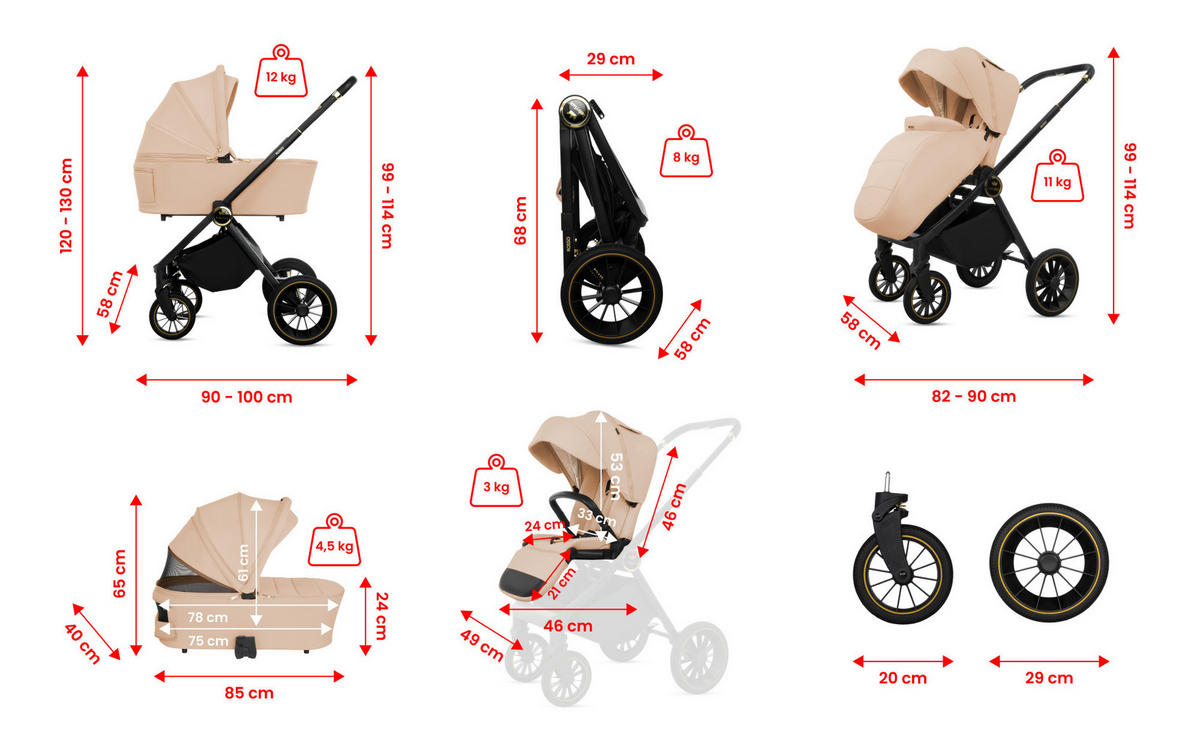 KINDERWAGEN Rosso 2in1 Blau Babywanne, Buggy Sportsitz, Faltbar, Wickeltasche - Blau/Schwarz, Textil/Metall (58/100cm) - BabyLux