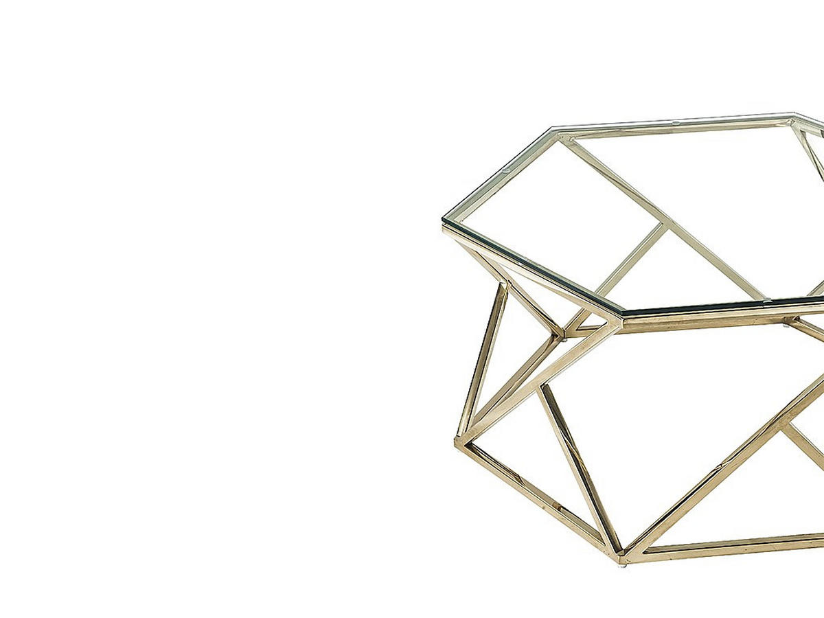 COUCHTISCH - Glas & Stahl - Goldfarben - KERIANE - Goldfarben, Glas (69.5/80/38.5cm) - Pascal Morabito