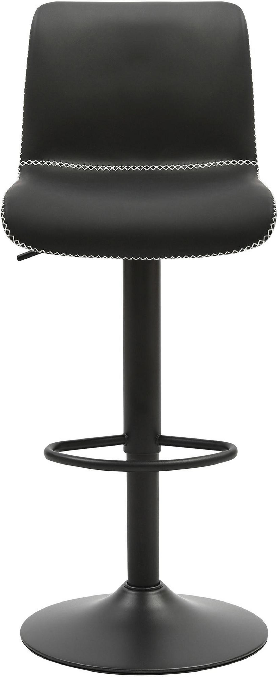 BARHOCKER Ranor Kunstleder Schwarz - Schwarz, Leder/Metall (41/85/47cm) - DELUKE