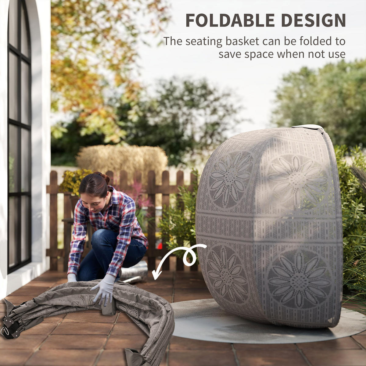 HÄNGESESSEL Mit Gestell DE-07054, faltbar Sand/Schwarz - Sandfarben/Schwarz, Textil/Metall (126/172/132cm) - ComfortXL